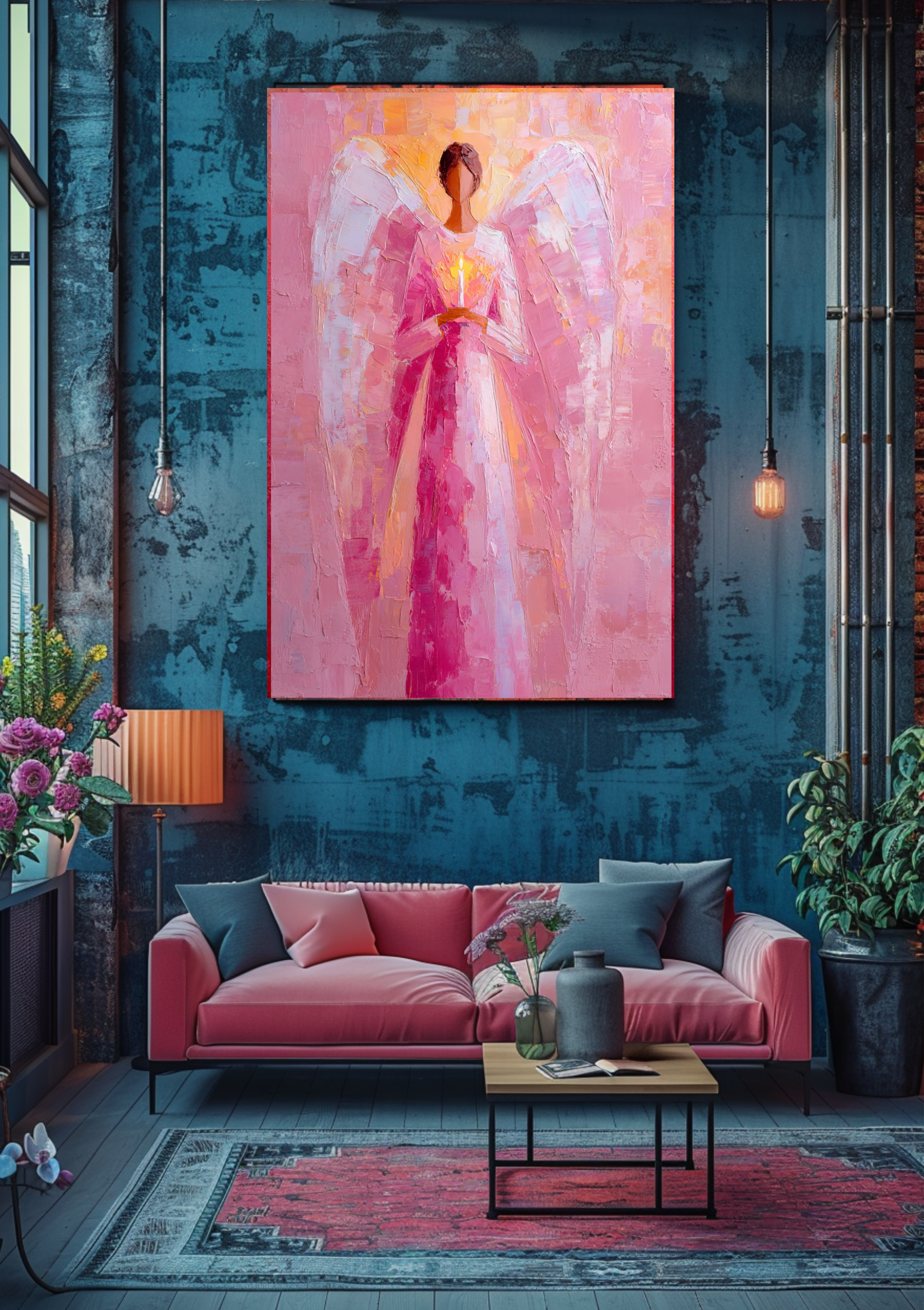 Erzengel Chamuel Poster – Rosa Engel Kunst | Spirituelle Wandkunst voller Liebe, Herzenergie & Harmonie