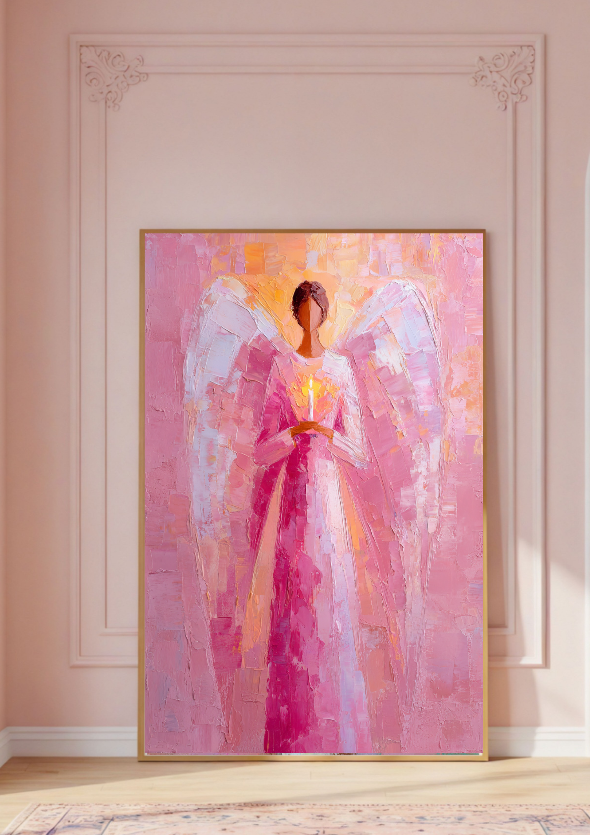 Erzengel Chamuel Poster – Rosa Engel Kunst | Spirituelle Wandkunst voller Liebe, Herzenergie & Harmonie