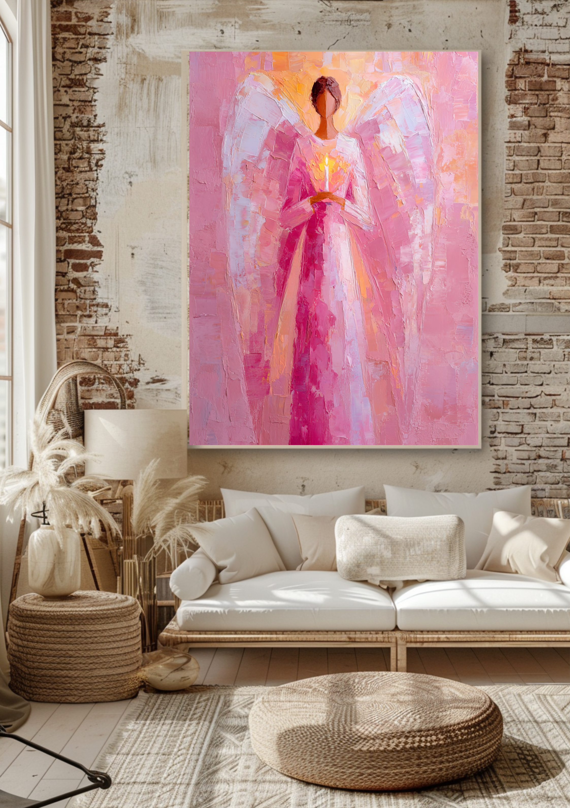 Erzengel Chamuel Poster – Rosa Engel Kunst | Spirituelle Wandkunst voller Liebe, Herzenergie & Harmonie