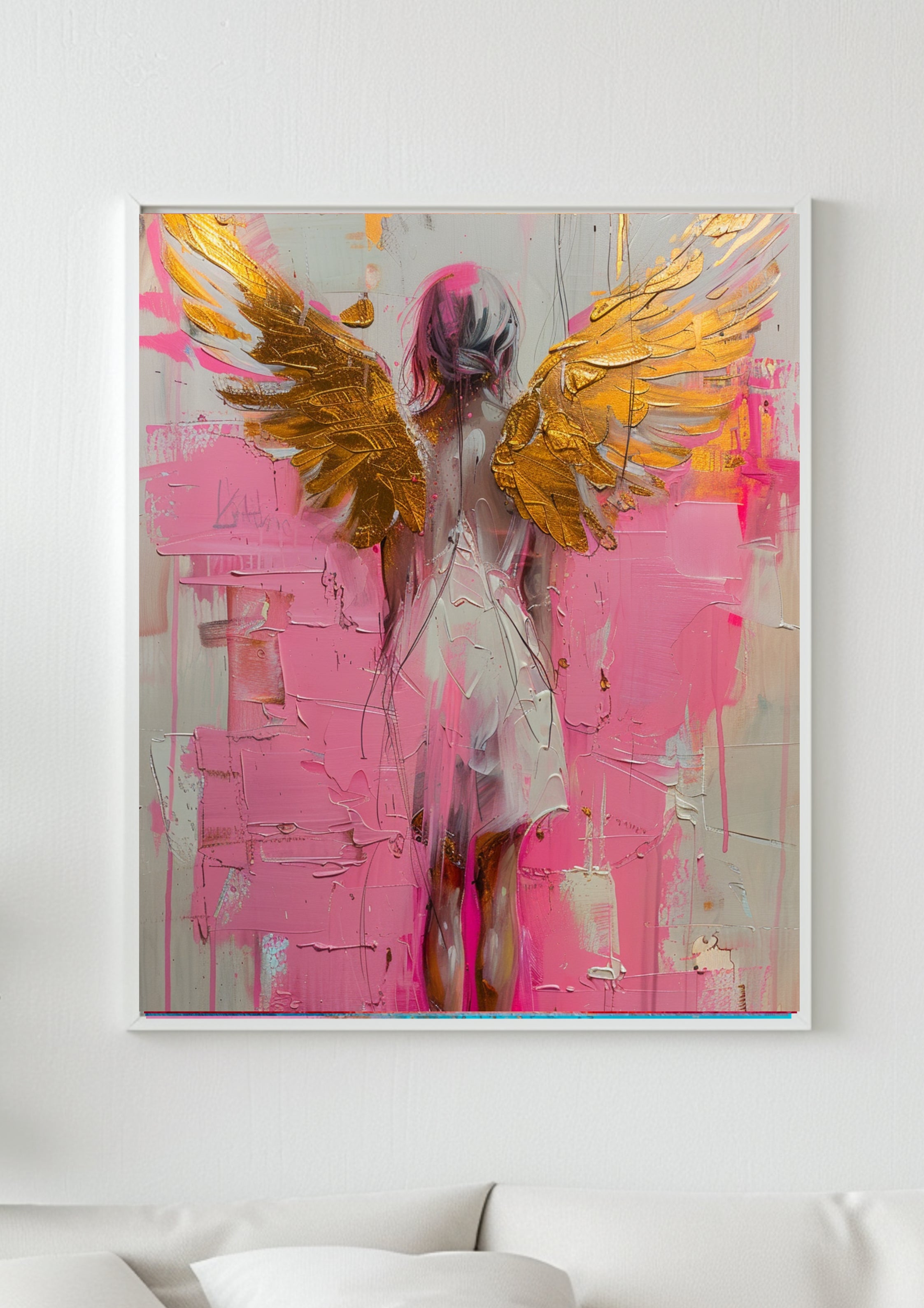 Poster-Engel Wandbild Pink Gold – Moderne Wandkunst Poster Boho Stil