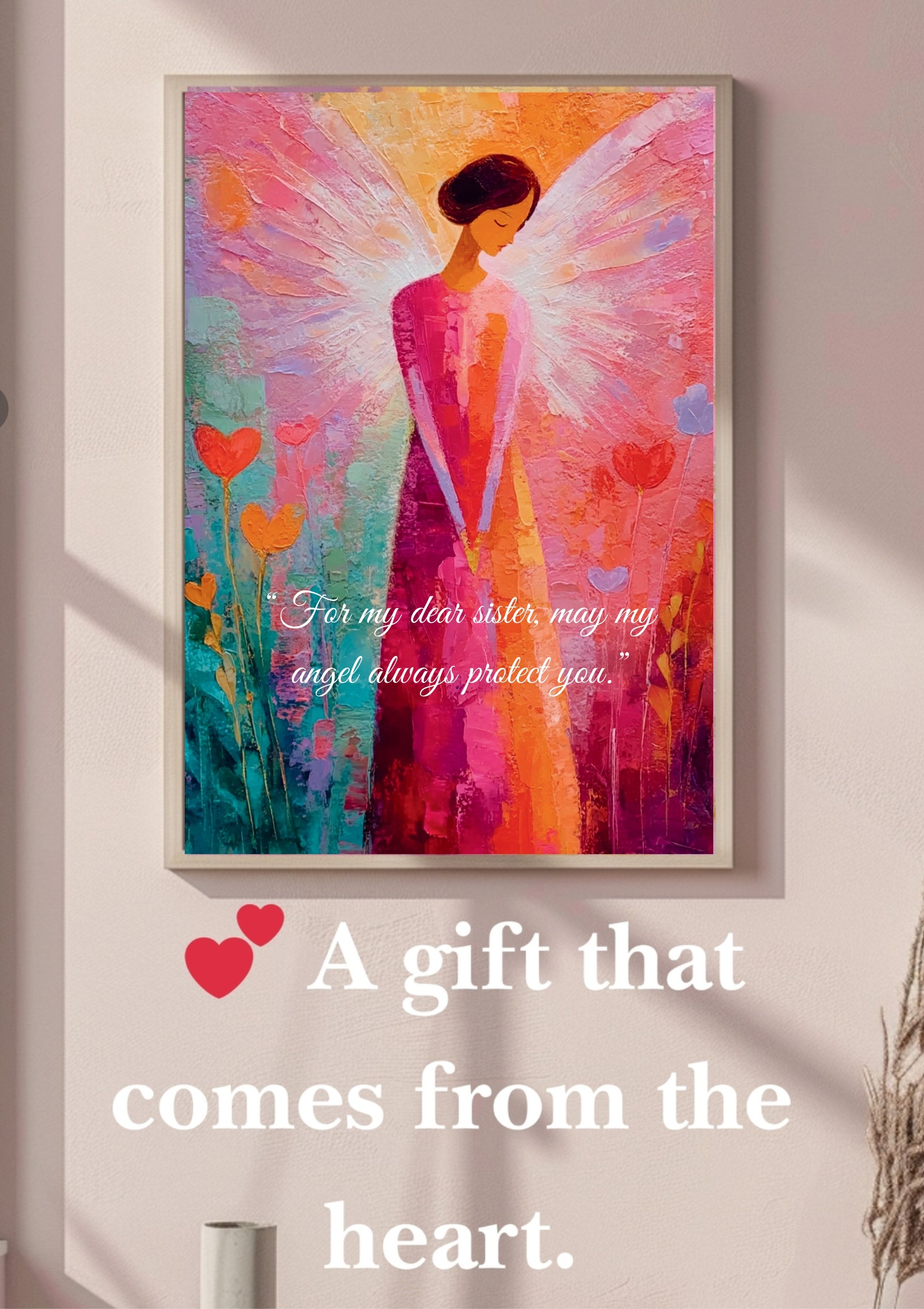 Geschenk für Mama Oma Schwester | Schutzengel Poster | Personalisierter Engel Kunstdruck | Liebevolles Geschenk zum Ausdrucken | Engelsbild Kunstprint Digital Download