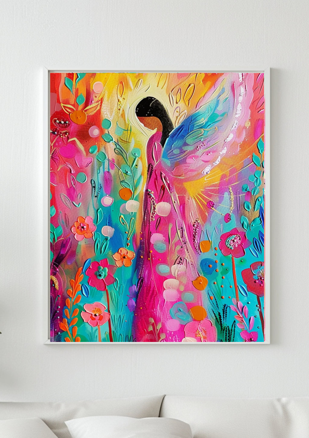 Poster-Buntes Engel Wandbild – Farbenfrohes Engel Poster, Abstrakte Wanddekoration, poster Wohnzimmer Schlafzimmer Büro