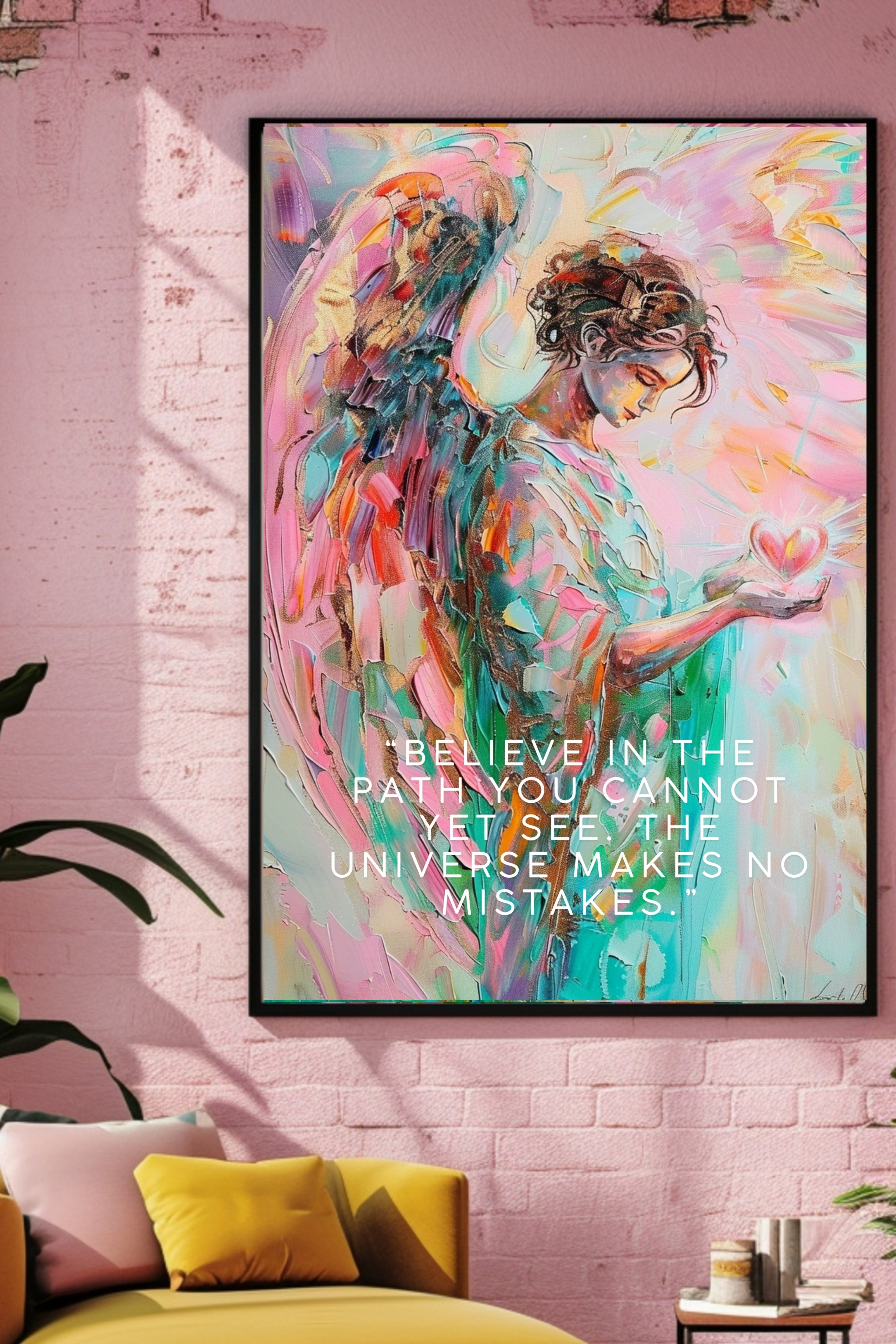 Engel Poster mit Spruch – „Glaube an den Weg“ – Spirituelle Wandkunst