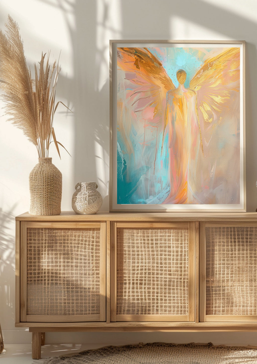 Christliches Engel Poster – Spirituelle Kunst Wandbild | Schutz & Hoffnung | Moderne christliche Deko | Hochwertiger Kunstdruck