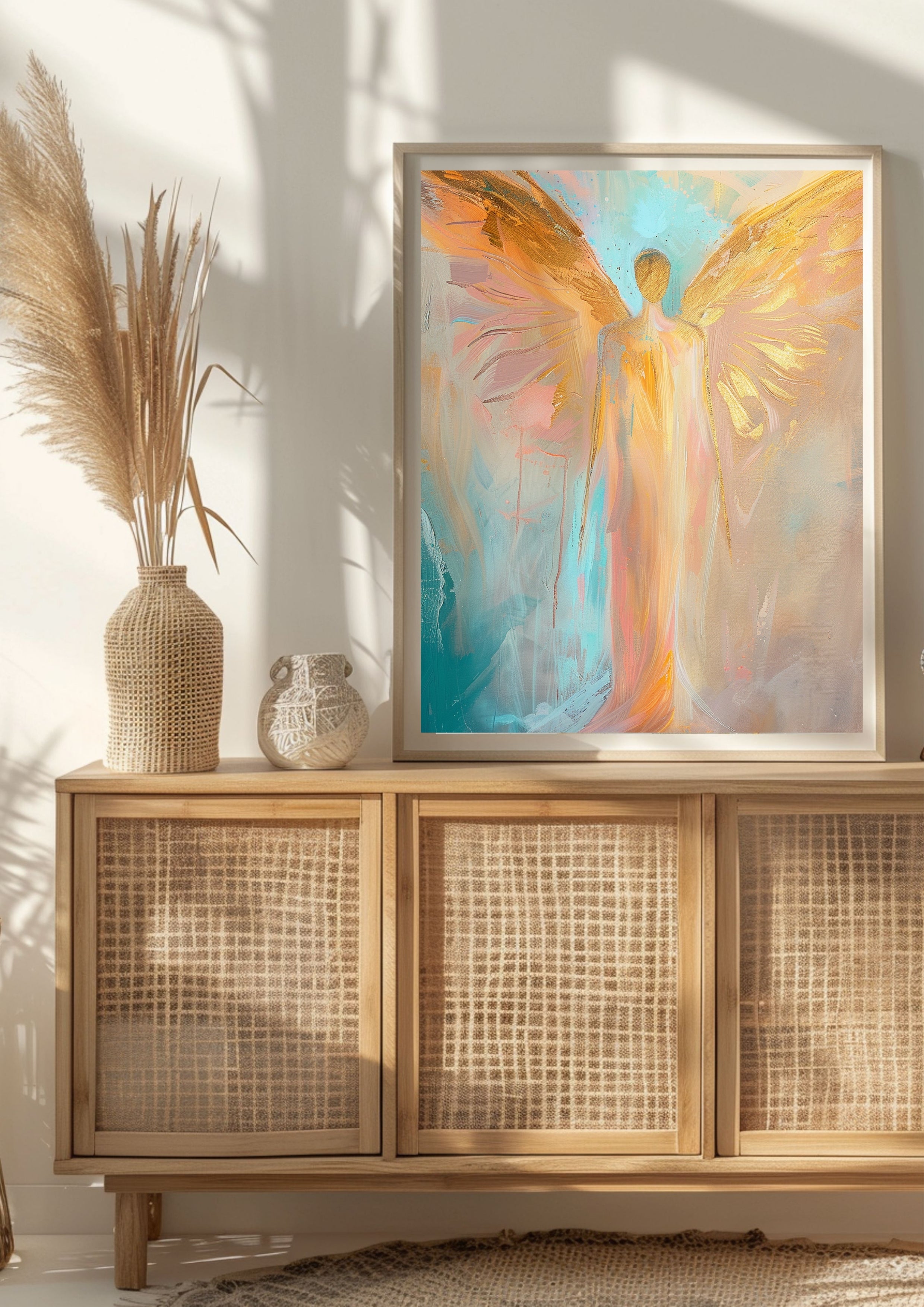 Christliches Engel Poster – Spirituelle Kunst Wandbild | Schutz & Hoffnung | Moderne christliche Deko | Hochwertiger Kunstdruck