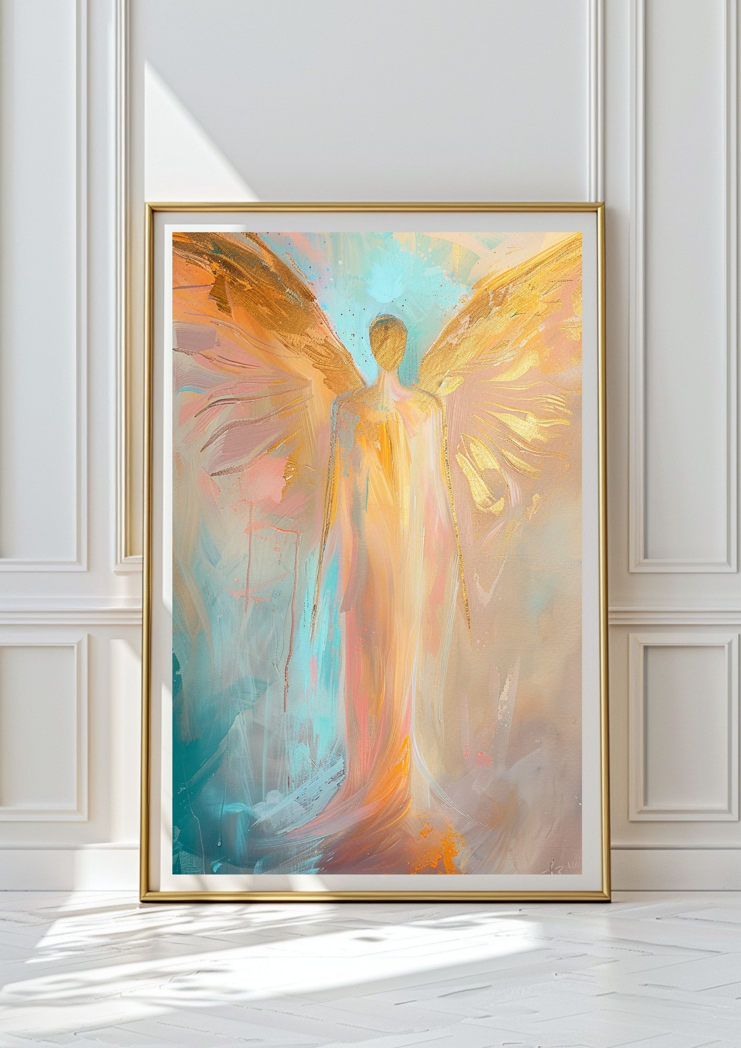 Christliches Engel Poster – Spirituelle Kunst Wandbild | Schutz & Hoffnung | Moderne christliche Deko | Hochwertiger Kunstdruck