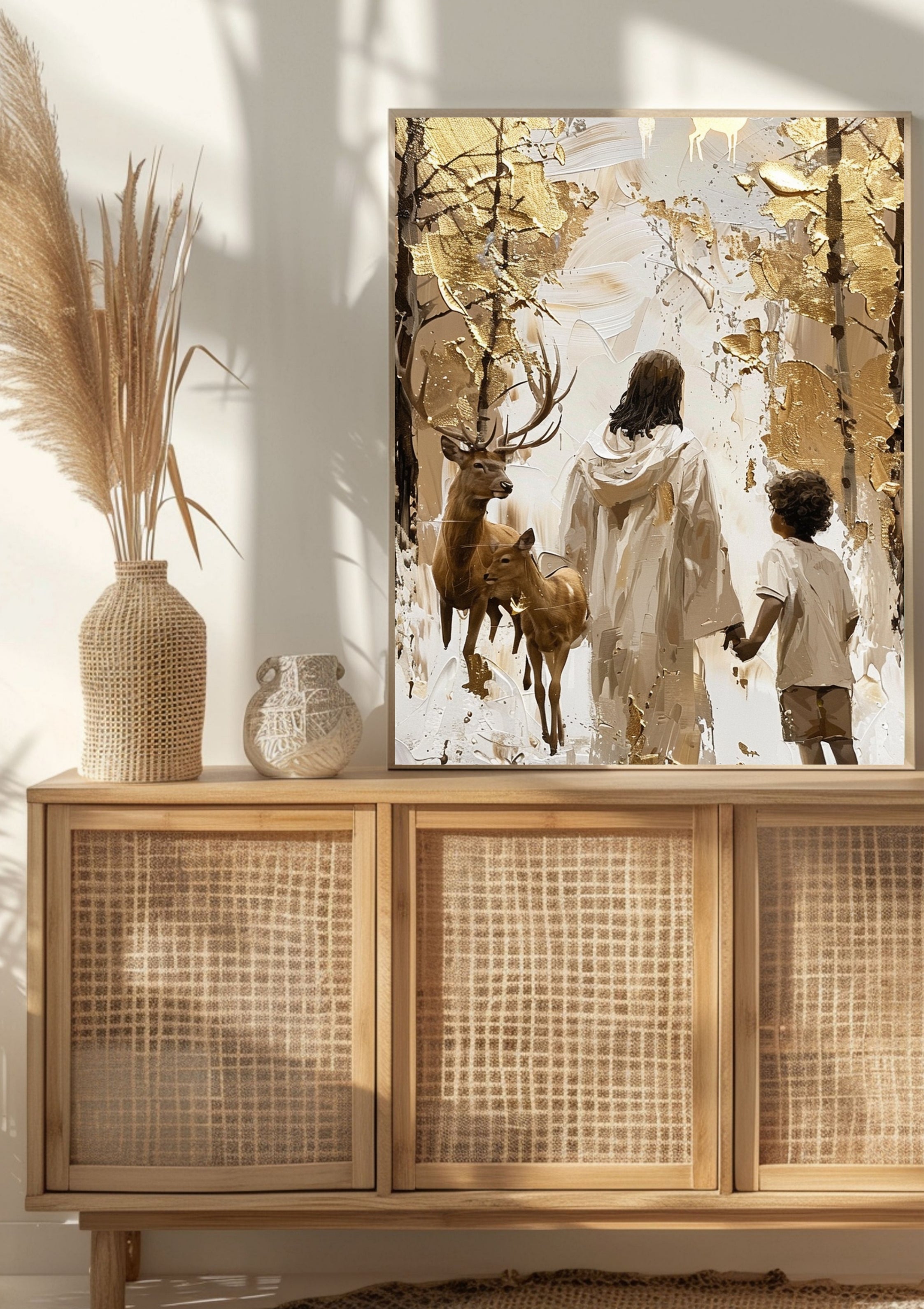 Reinste Seelen Leinwand • Jesus Bild • Christliche Deko • Spirituelle Wandkunst • Boho Jesus Leinwand •