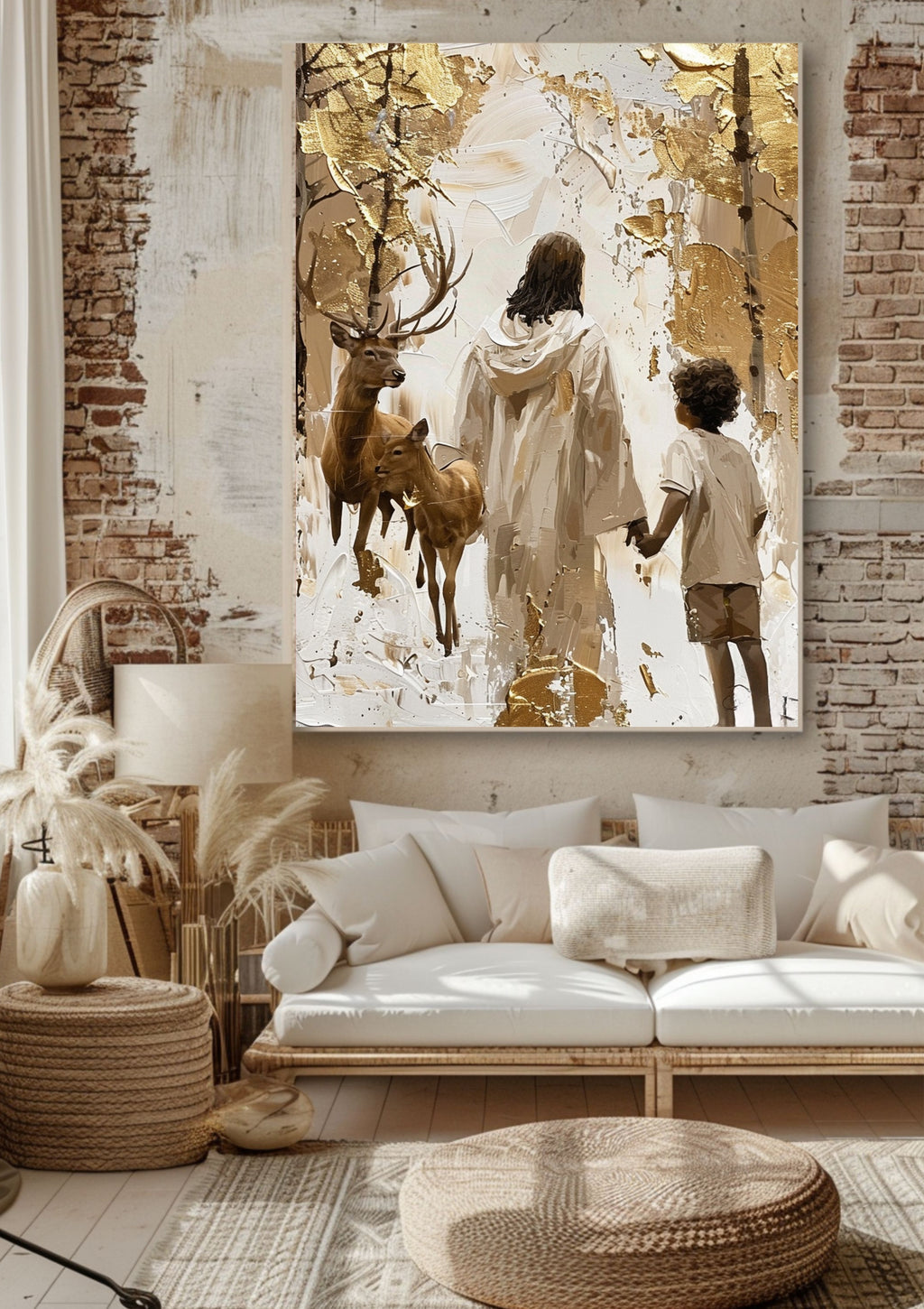 Reinste Seelen Leinwand • Jesus Bild • Christliche Deko • Spirituelle Wandkunst • Boho Jesus Leinwand •