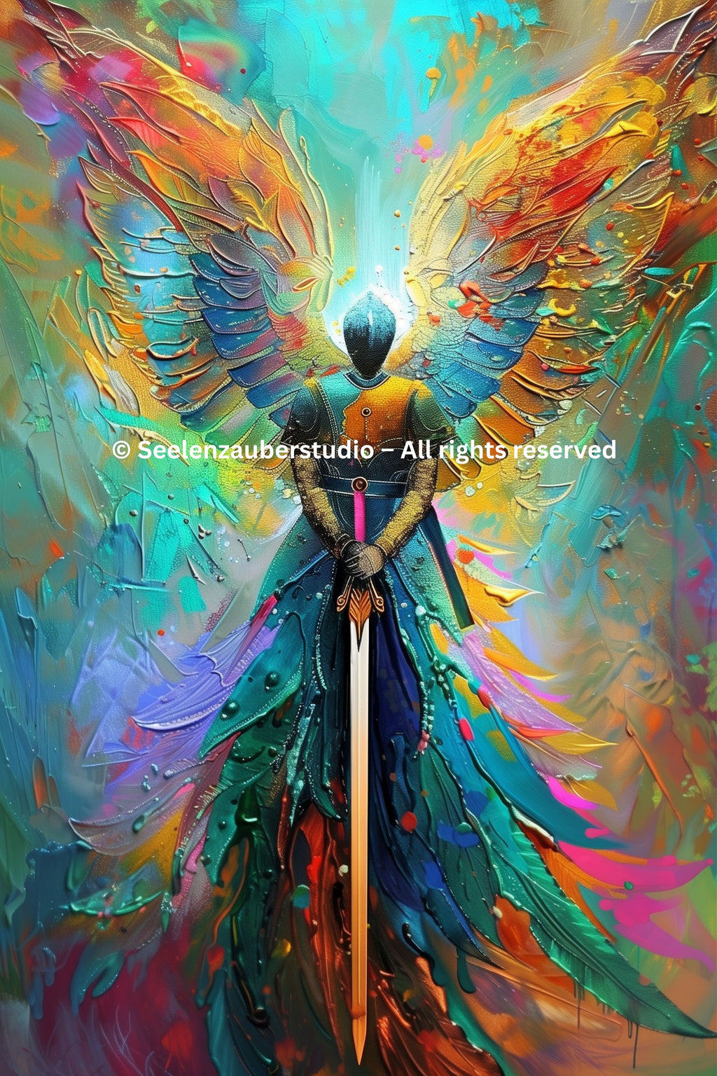 Archangel Angel Wings Poster – Spiritual Guardian Angel Wall Art, Colorful Angel Print, Celestial Angel Decor (Kopie)