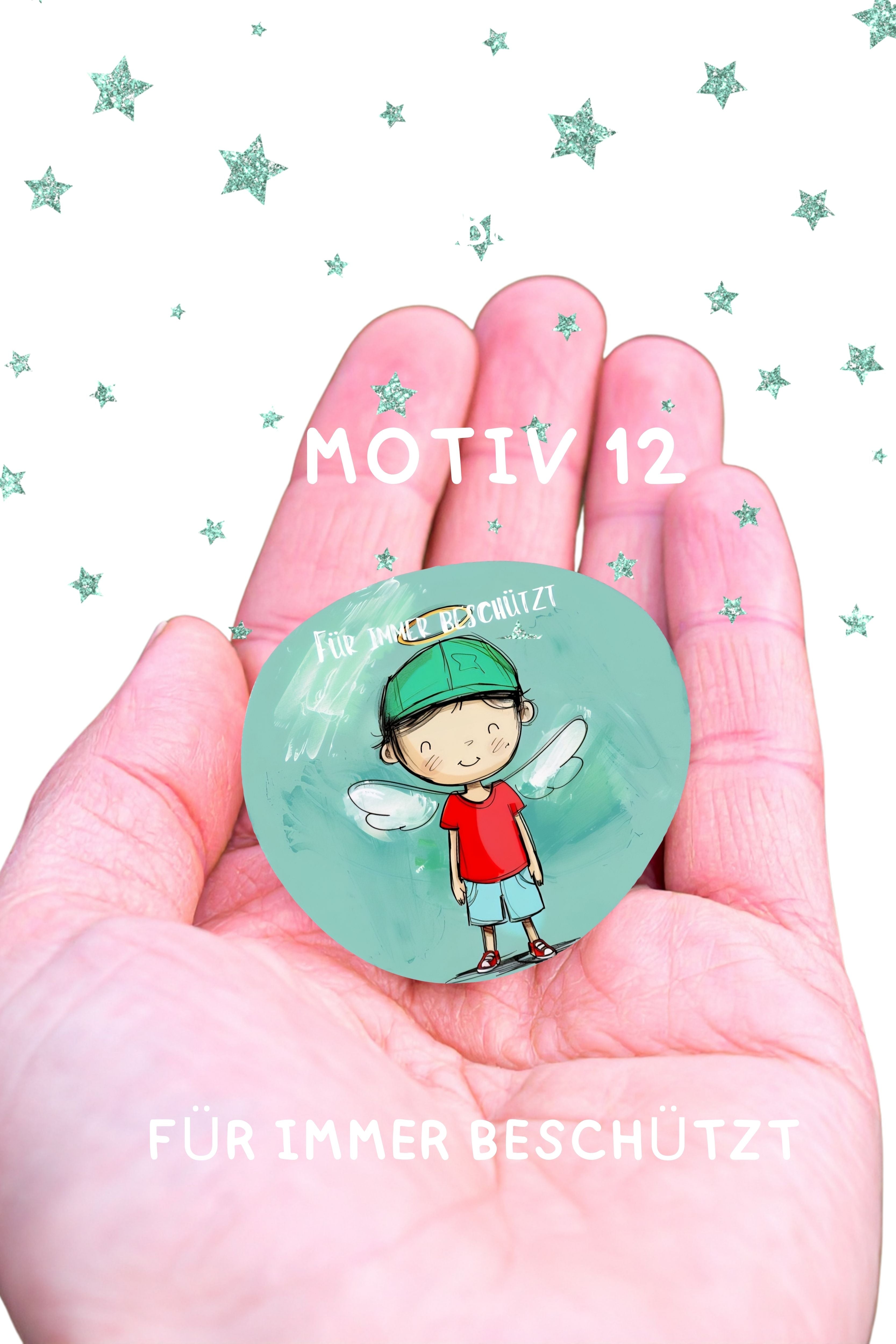 Schutzengel für Kinder Glücksstein bedruckter Engelstein auf Deutsch kleiner Schutz für unterwegs Pocket (Kopie)