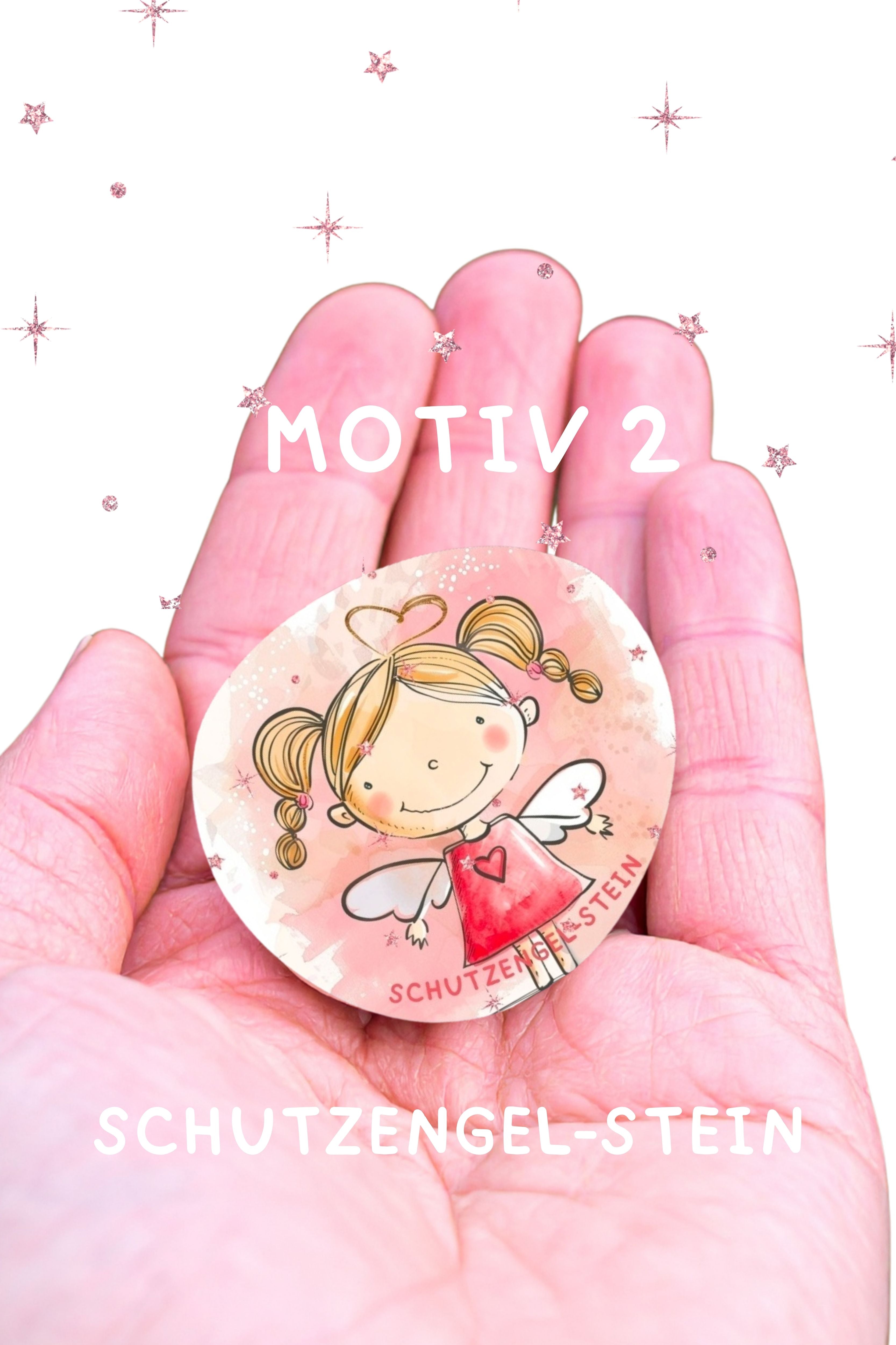Schutzengel für Kinder Glücksstein bedruckter Engelstein auf Deutsch kleiner Schutz für unterwegs Pocket (Kopie)