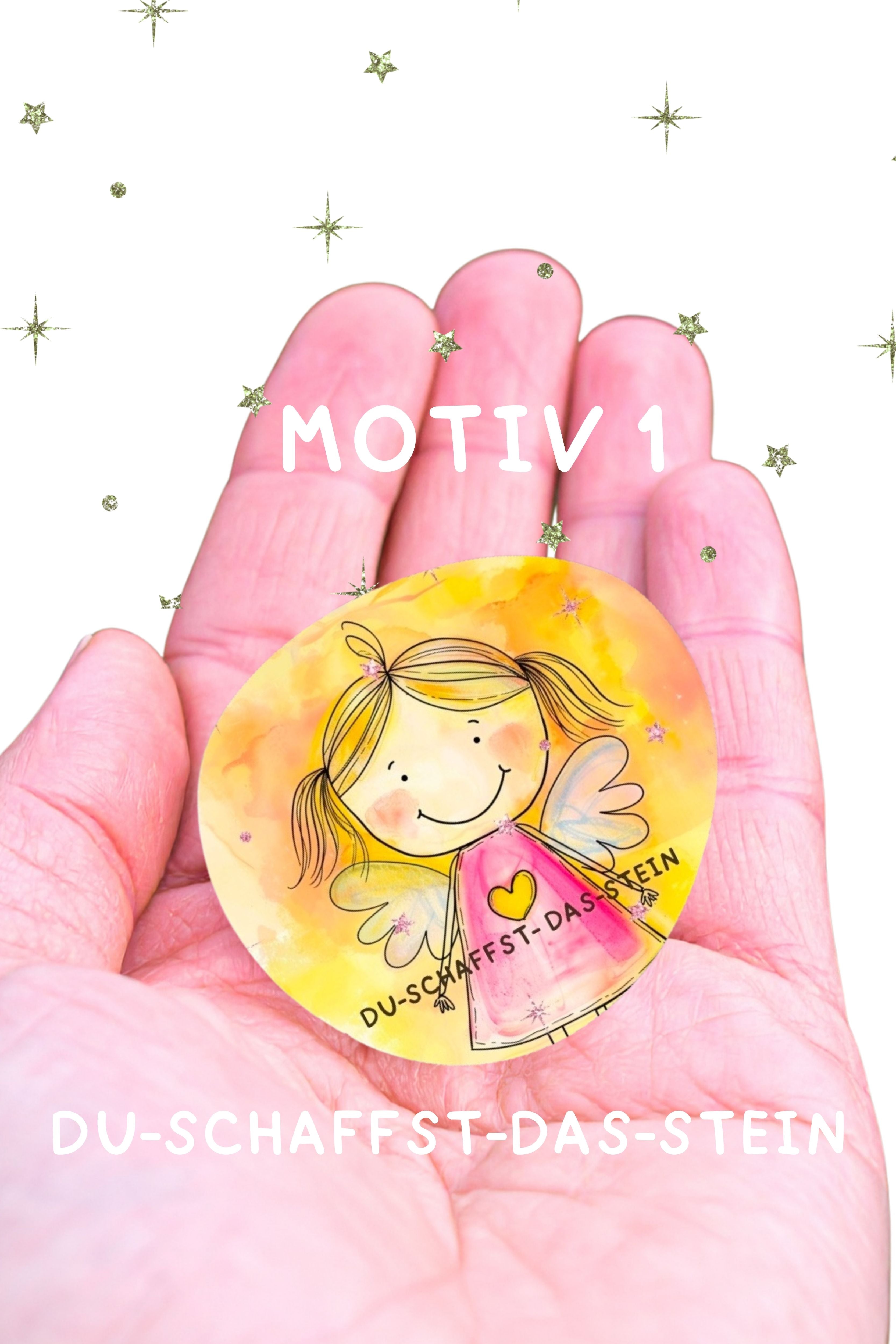 Schutzengel für Kinder Glücksstein bedruckter Engelstein auf Deutsch kleiner Schutz für unterwegs Pocket (Kopie)