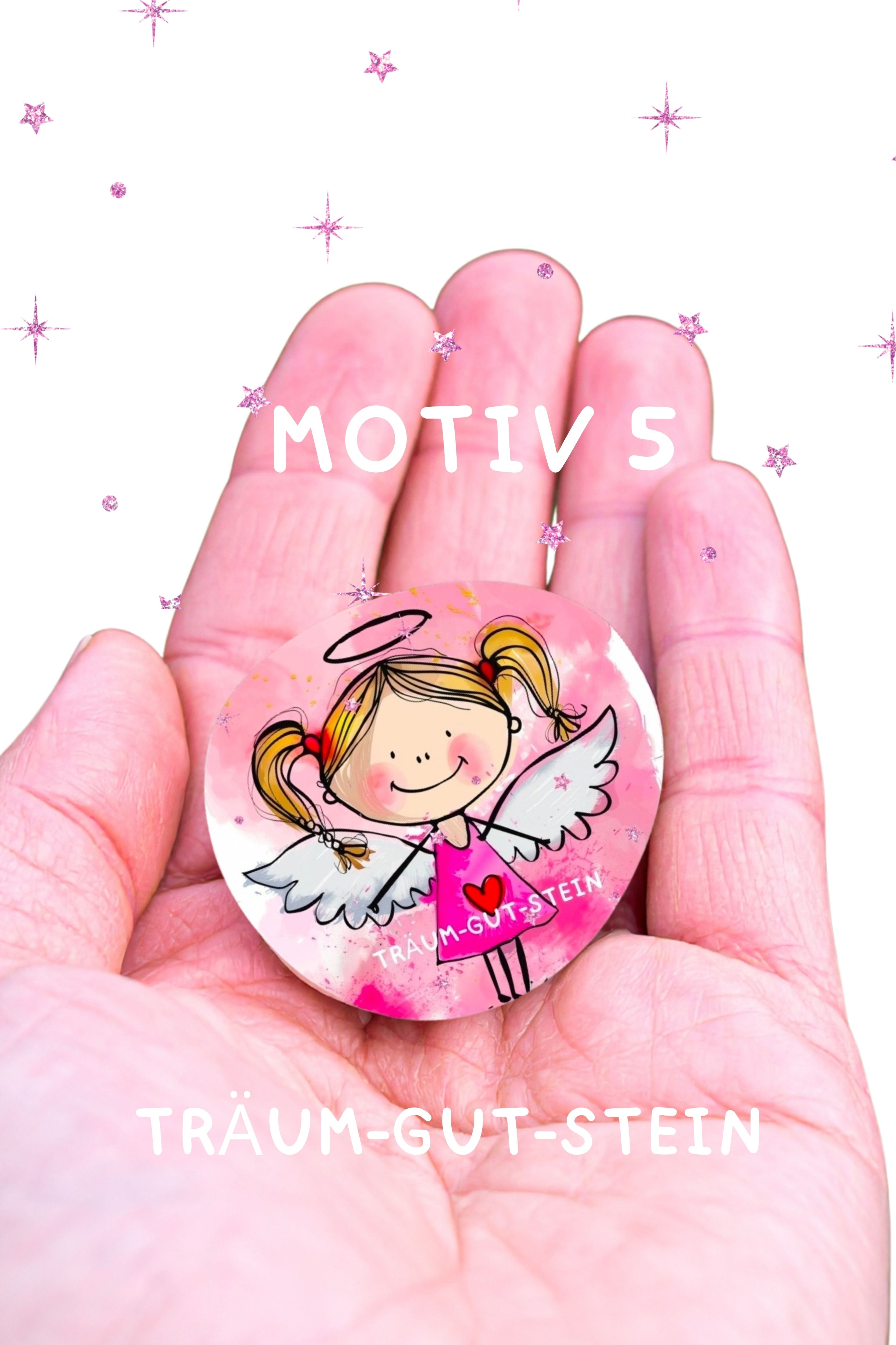 Schutzengel für Kinder Glücksstein bedruckter Engelstein auf Deutsch kleiner Schutz für unterwegs Pocket (Kopie)