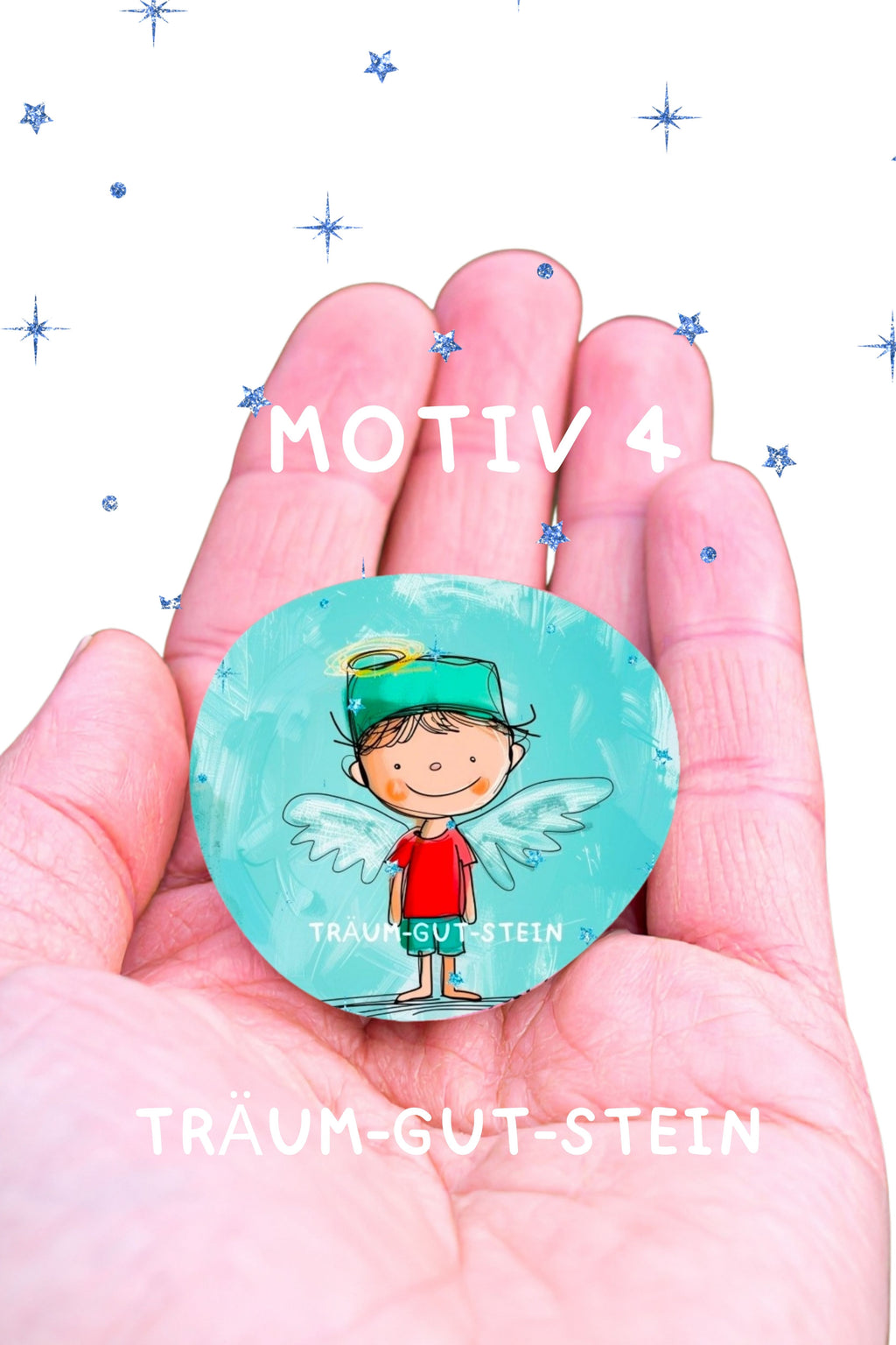 Schutzengel für Kinder Glücksstein bedruckter Engelstein auf Deutsch kleiner Schutz für unterwegs Pocket (Kopie)