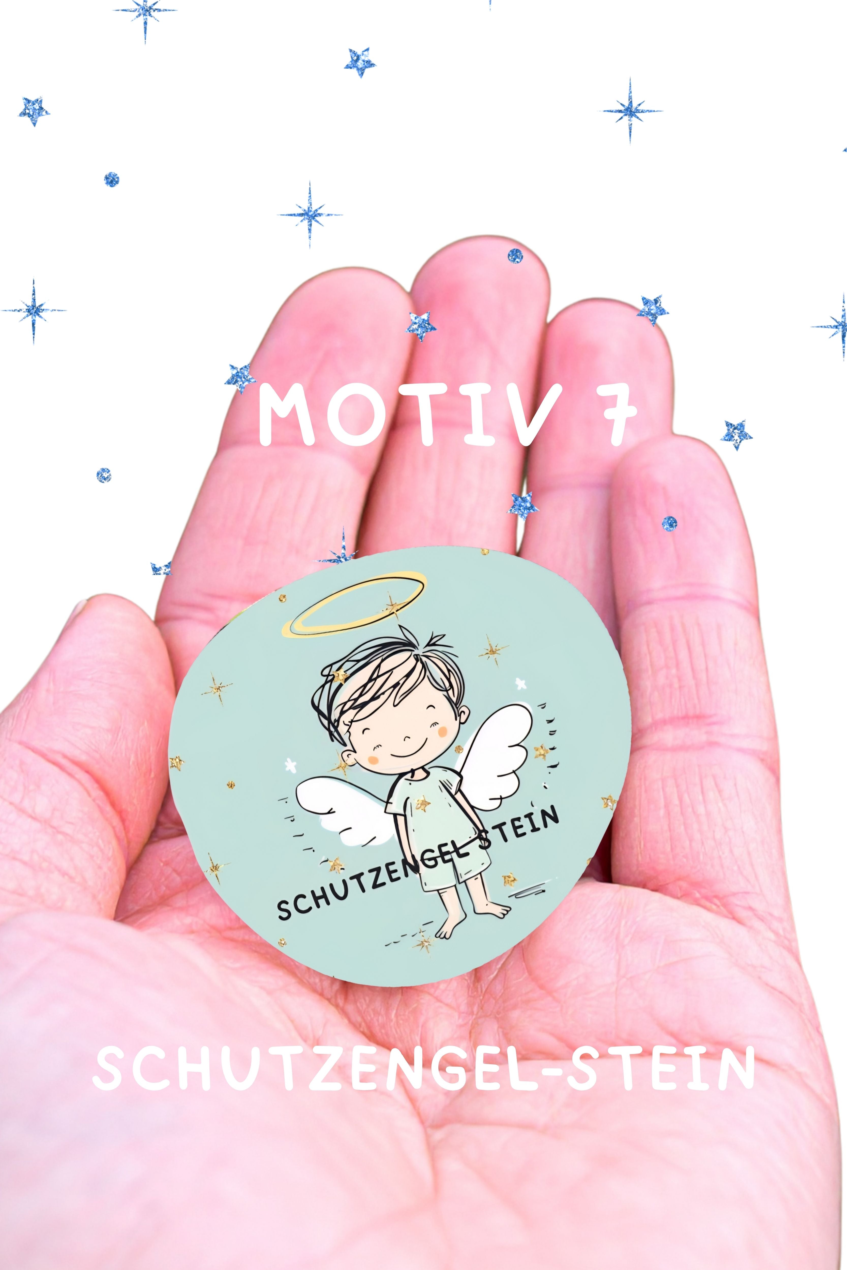 Schutzengel für Kinder Glücksstein bedruckter Engelstein auf Deutsch kleiner Schutz für unterwegs Pocket (Kopie)