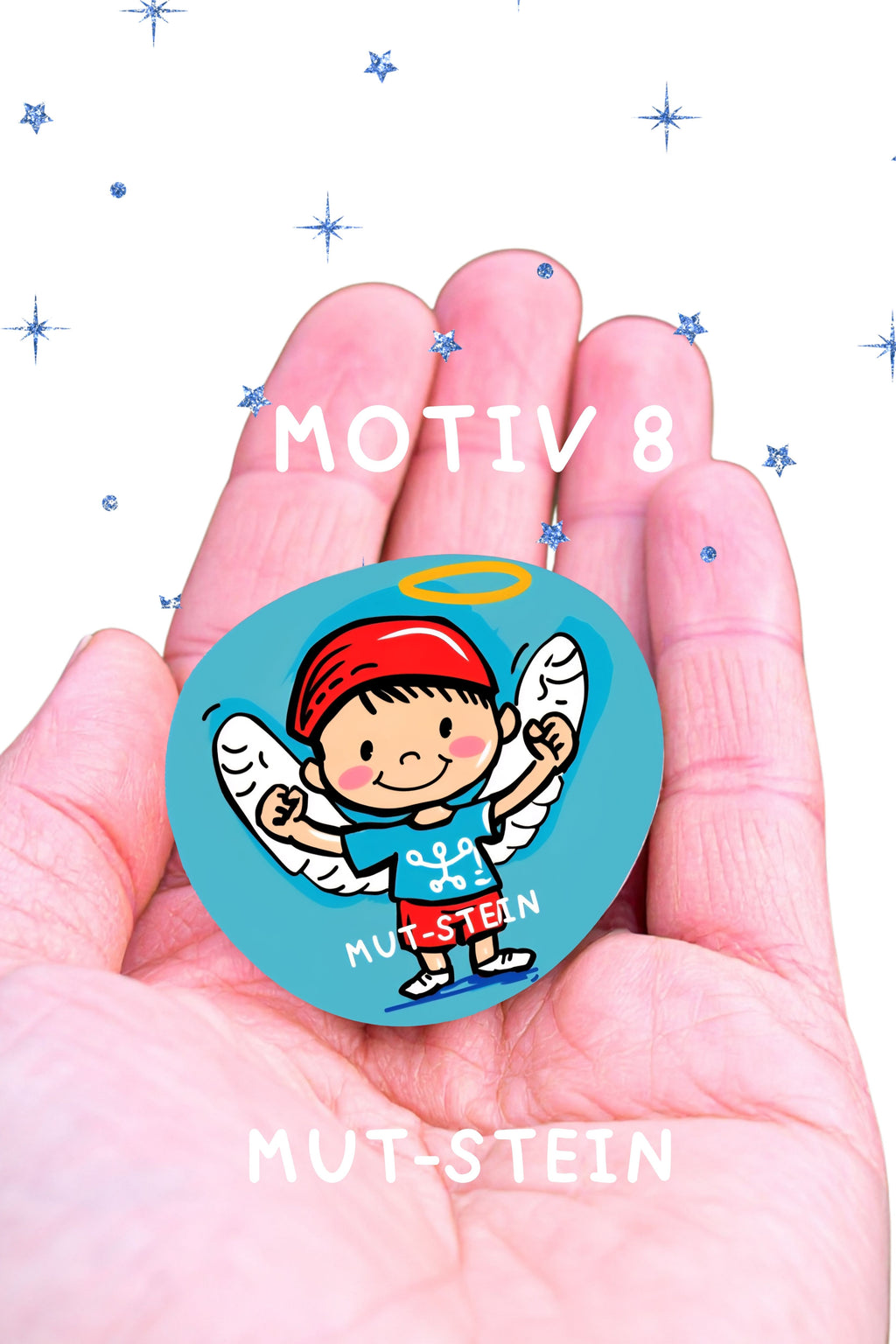 Schutzengel für Kinder Glücksstein bedruckter Engelstein auf Deutsch kleiner Schutz für unterwegs Pocket (Kopie)