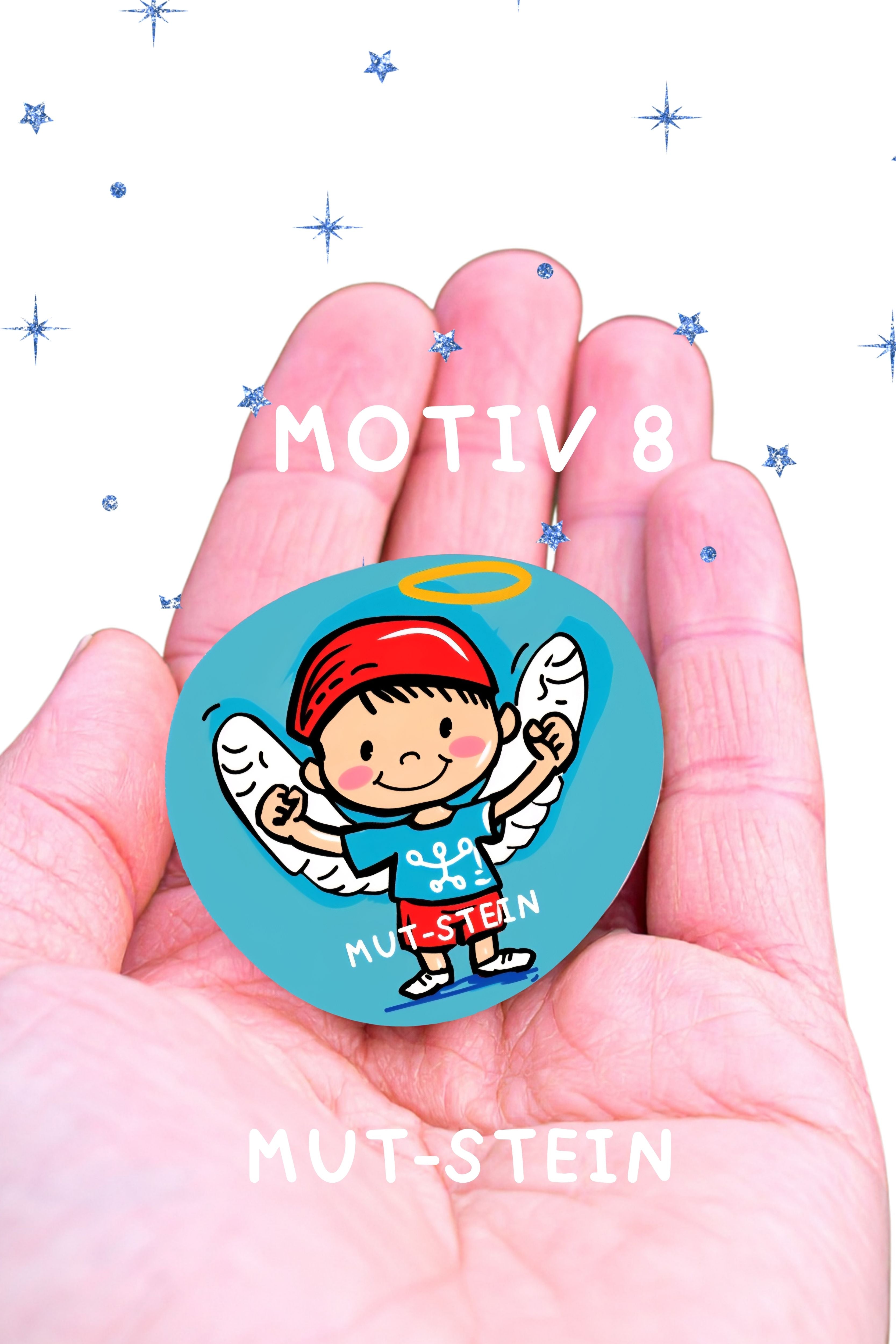 Schutzengel für Kinder Glücksstein bedruckter Engelstein auf Deutsch kleiner Schutz für unterwegs Pocket (Kopie)