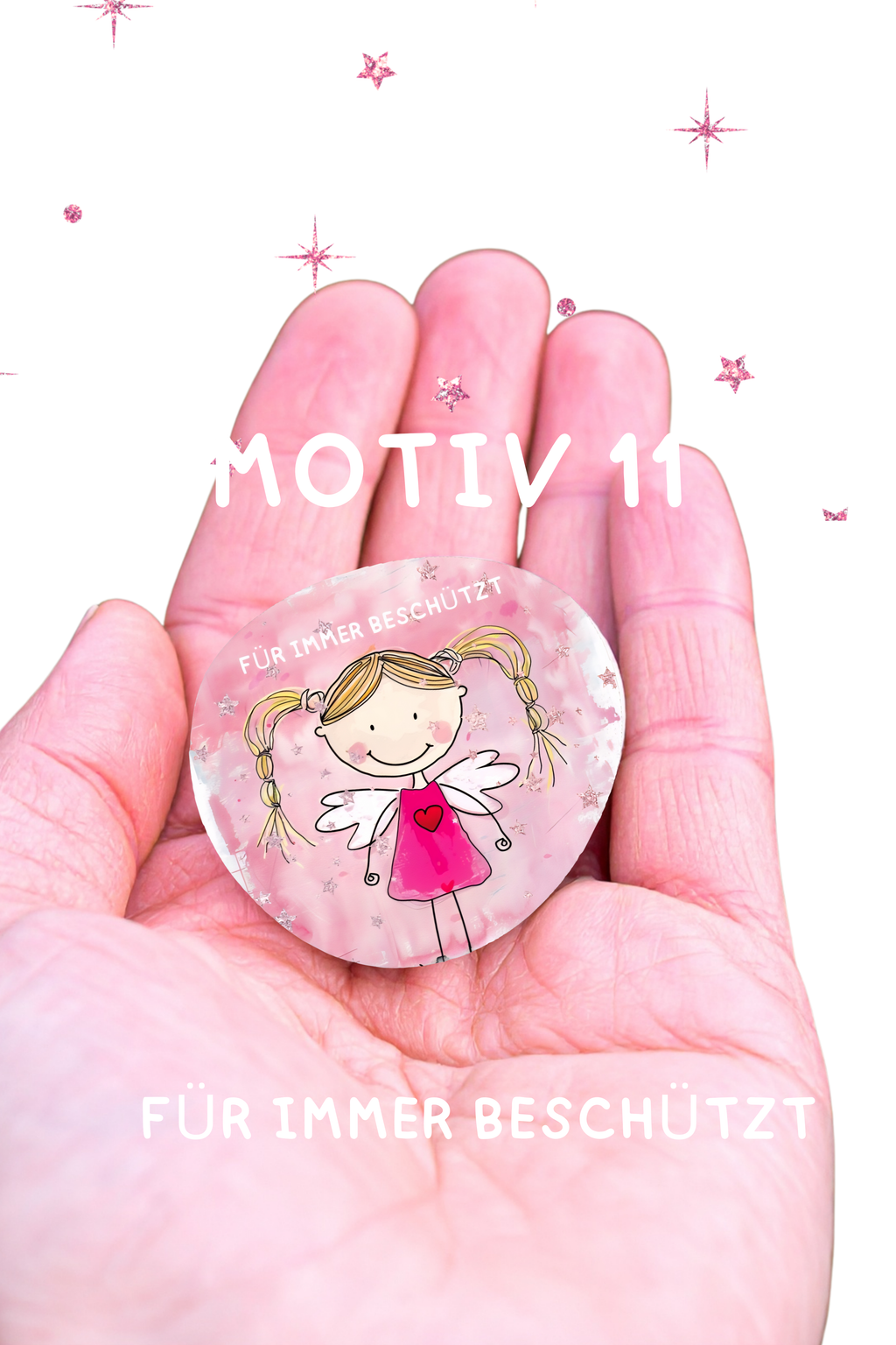 Schutzengel für Kinder Glücksstein bedruckter Engelstein auf Deutsch kleiner Schutz für unterwegs Pocket (Kopie)