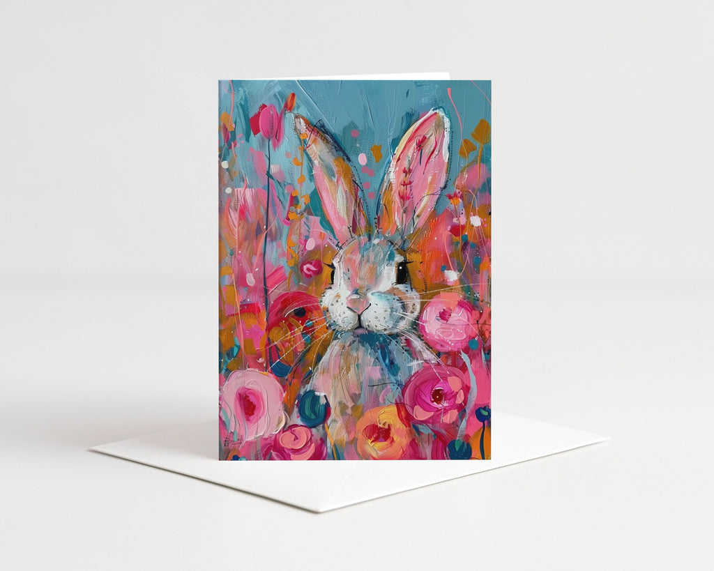 Osterkarten Set „Hase im Blumenmeer" – 10 Stück inkl. 10 Umschläge-Grusskarten