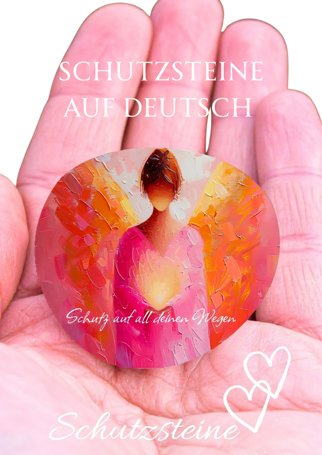 Schutzengel Glücksstein bedruckter Engelstein auf Deutsch kleiner Schutz für unterwegs Pocket