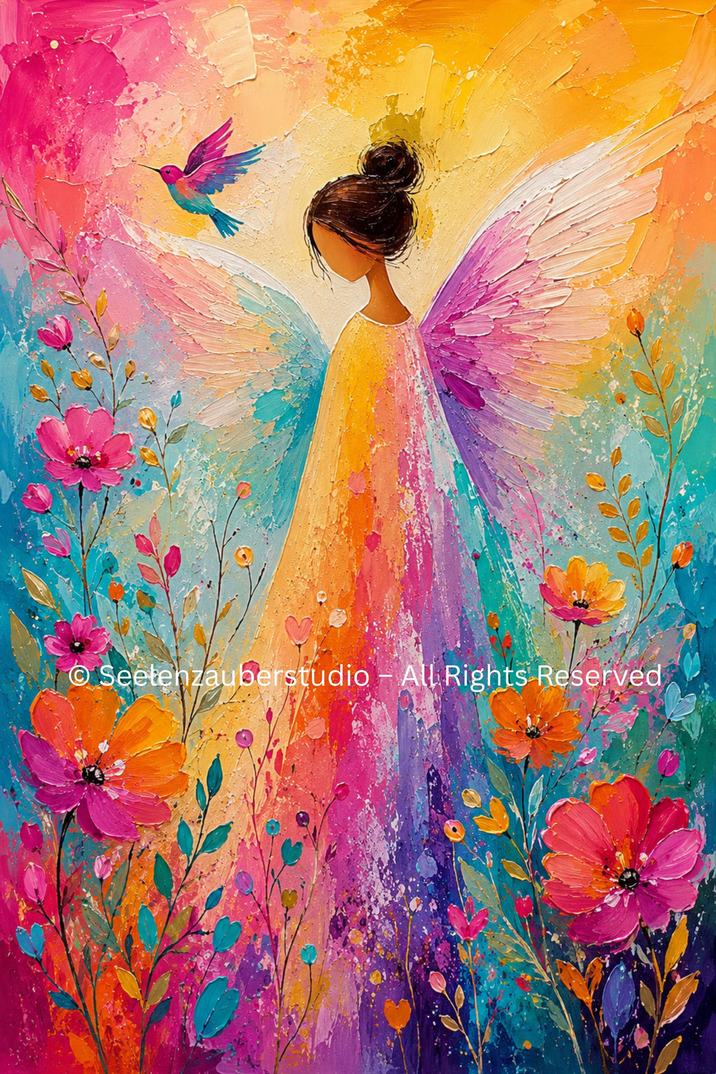 Schutzengel Poster „Licht der Hoffnung“ – Buntes Engelbild | Christliche Wanddeko | Spirituelles Poster