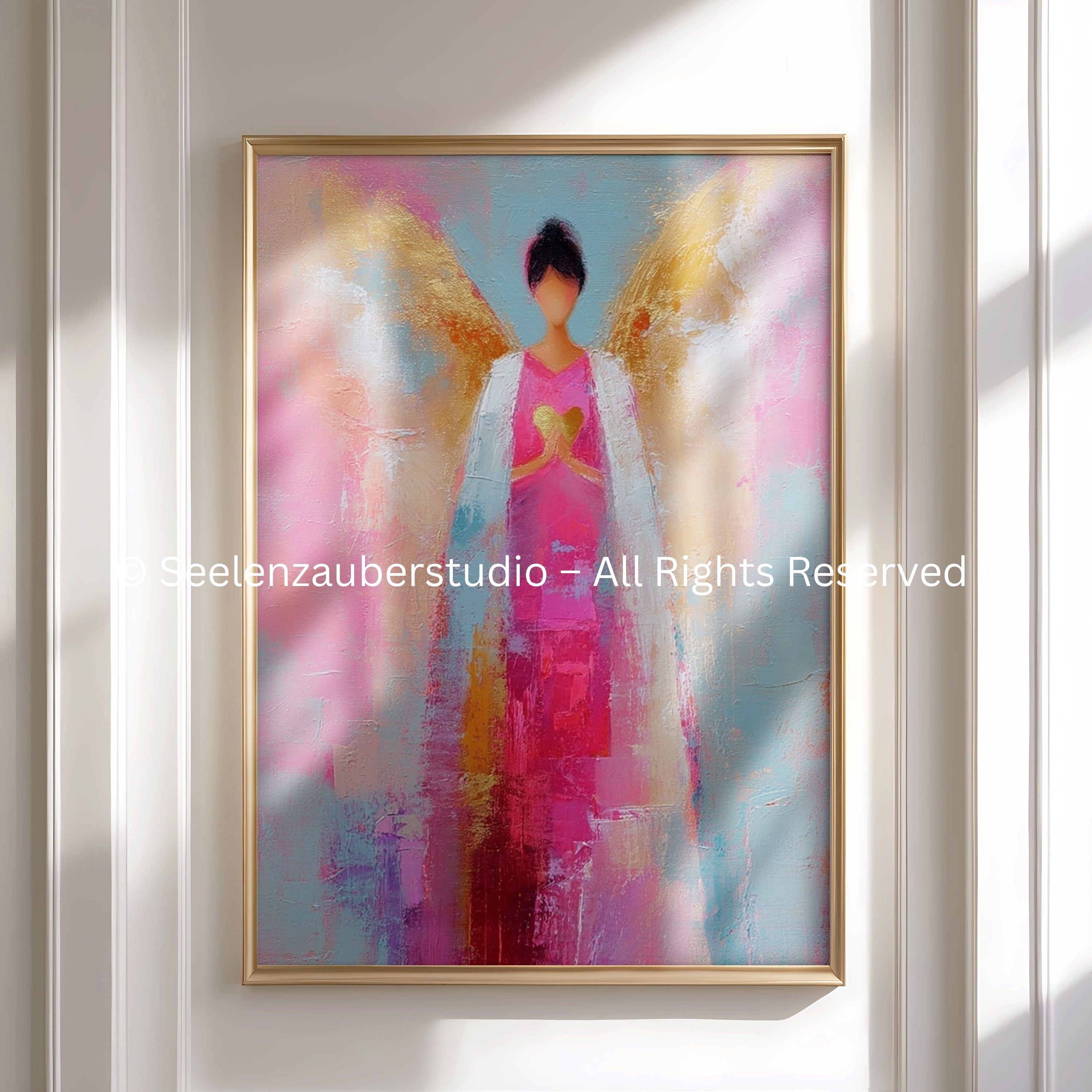 Engel der Liebe – Spirituelles Poster mit goldenen Flügeln