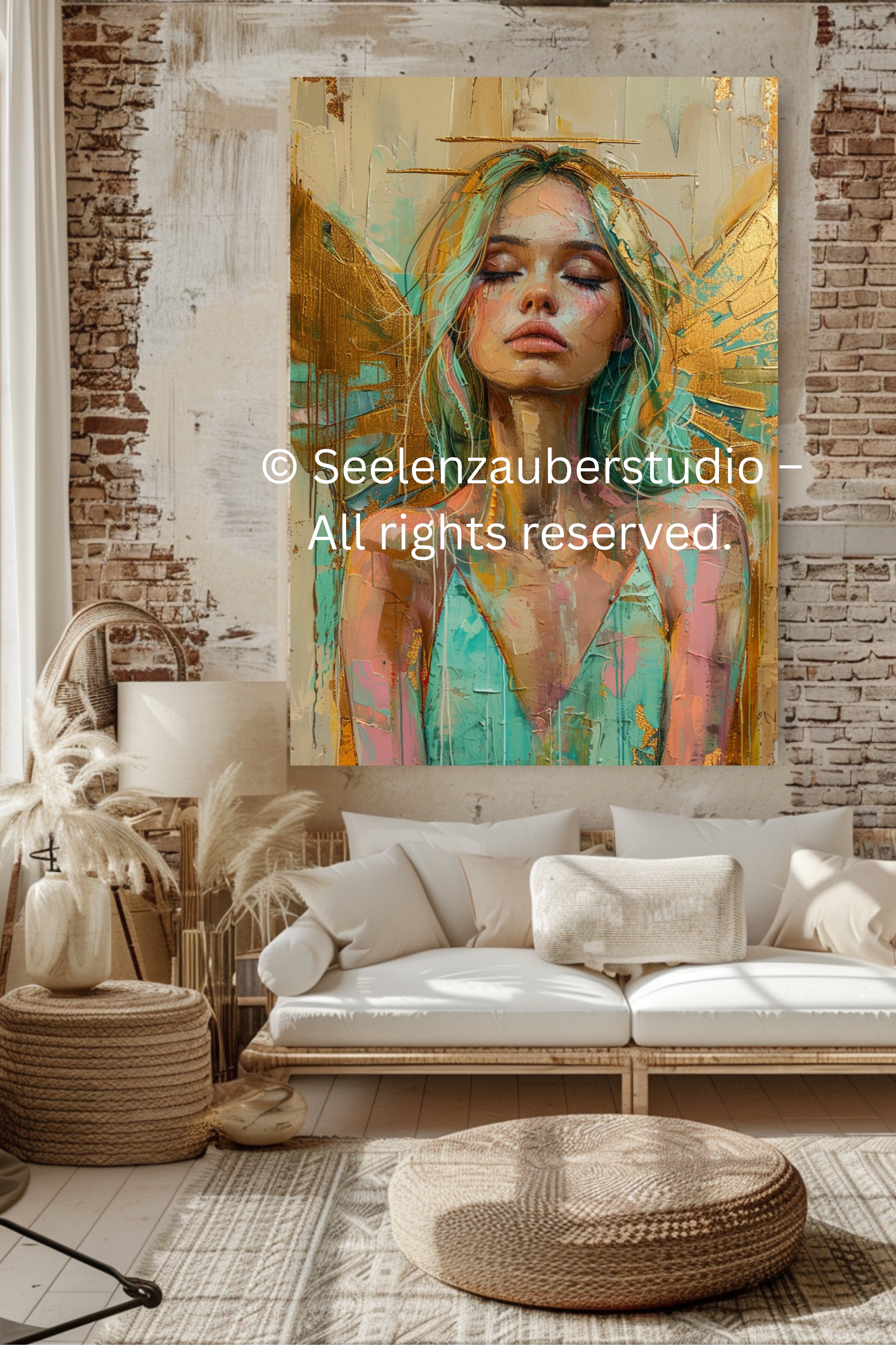 Art Deco Woman Portrait Poster | Turquoise Gold Wall Art | Boho Vintage Art Print | Elegant Modern Decoration | Bedroom Living Room Picture