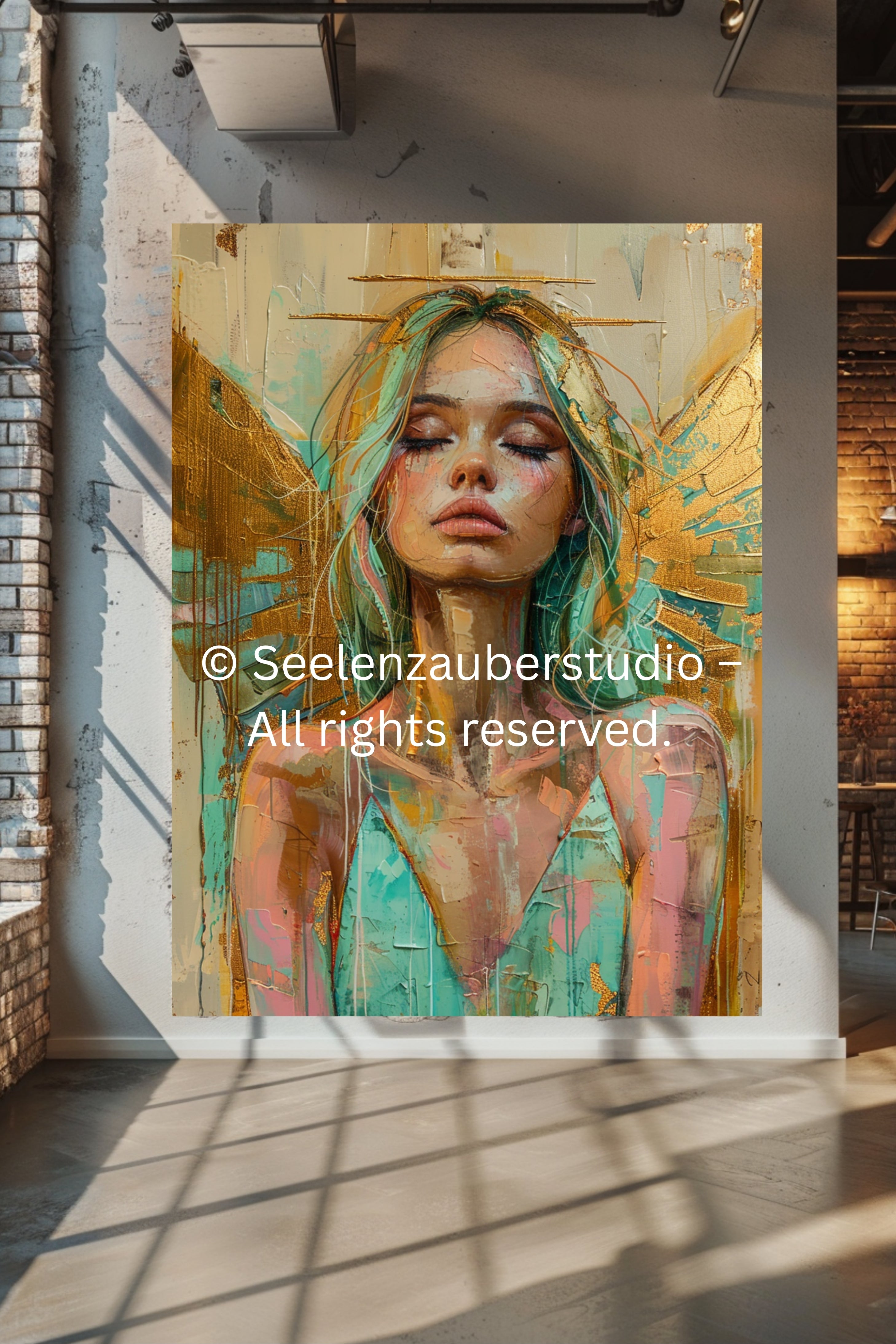 Art Deco Woman Portrait Poster | Turquoise Gold Wall Art | Boho Vintage Art Print | Elegant Modern Decoration | Bedroom Living Room Picture