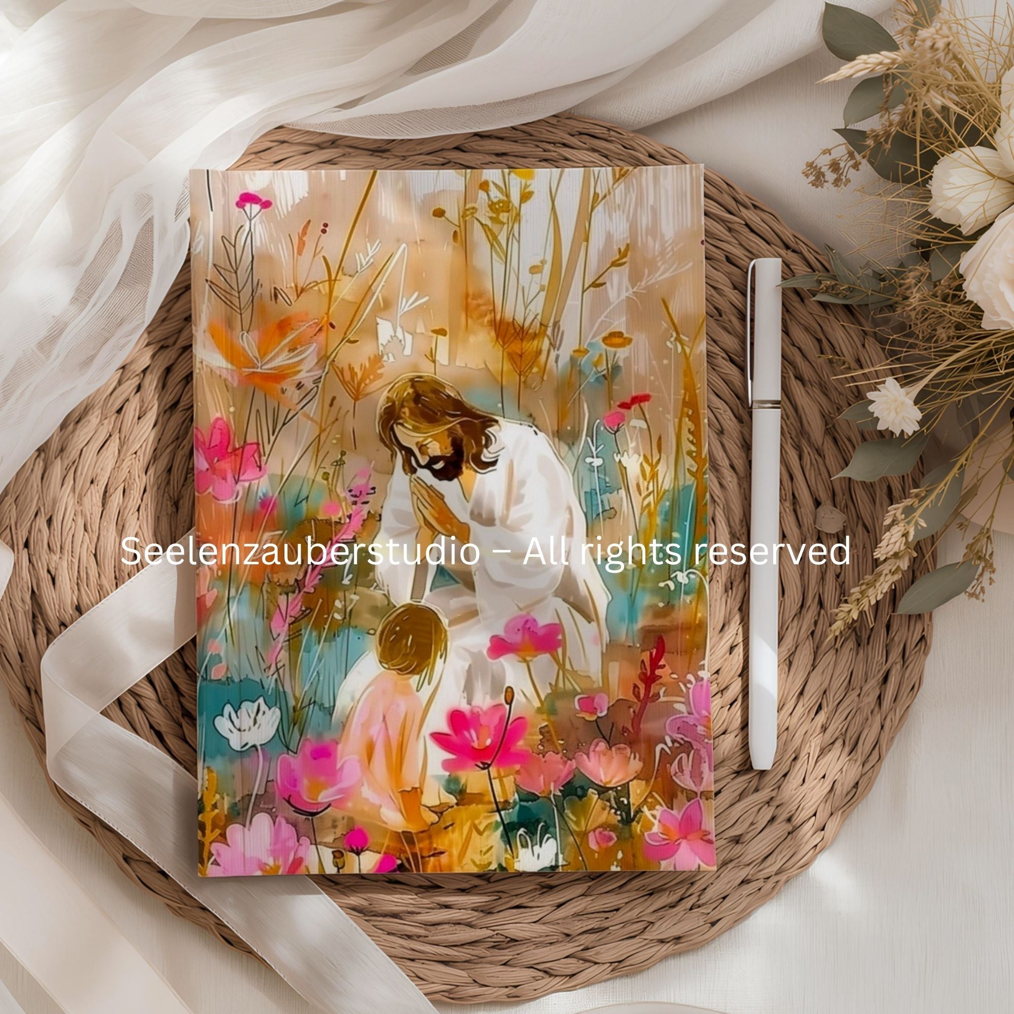 Notizbuch mit Jesusmotiv – Künstlerisches Tagebuch – Hochwertiges Journal für Notizen, Gedanken & Kreatives Schreiben