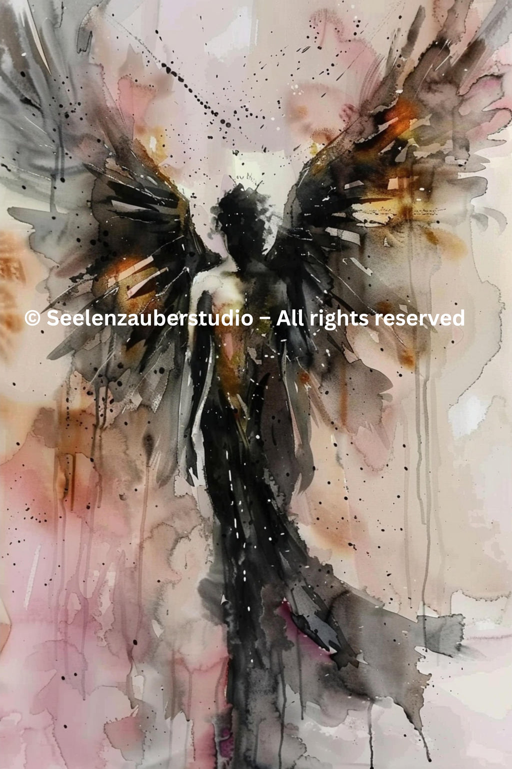 Abstraktes Engel Leinwandbild auf Keilrahmen – Spirituelle Wandkunst, Moderne Engel Kunst,  Hochwertiger Kunstdruck, Boho Deko