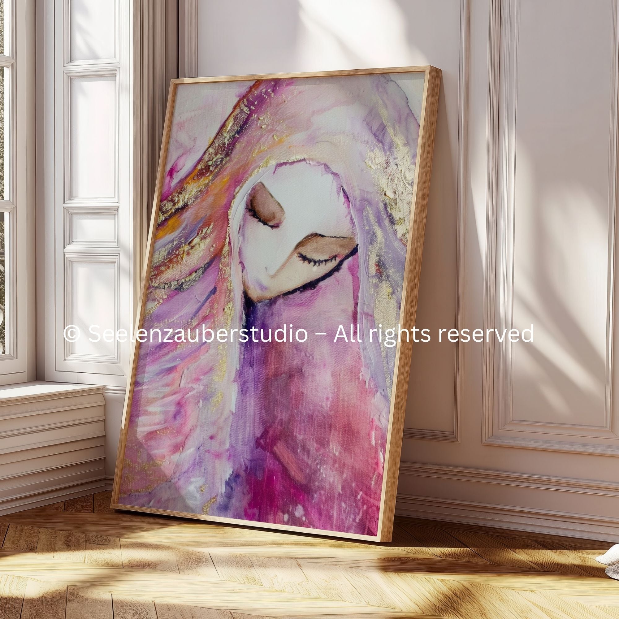 Poster Aquarell-Porträt Spirituelle Weiblichkeit-Magenta Gold