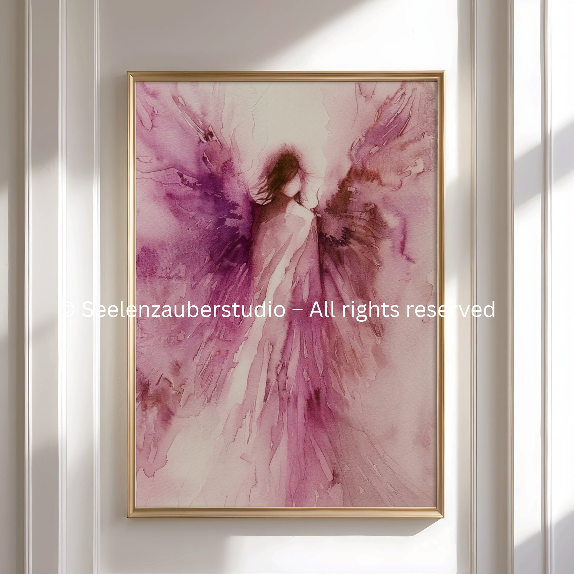 Engel Aquarell Poster Rosa | Abstrakte Engel Kunst | Spirituelle Wanddekoration | Modernes Boho Poster | Seelenzauberstudio