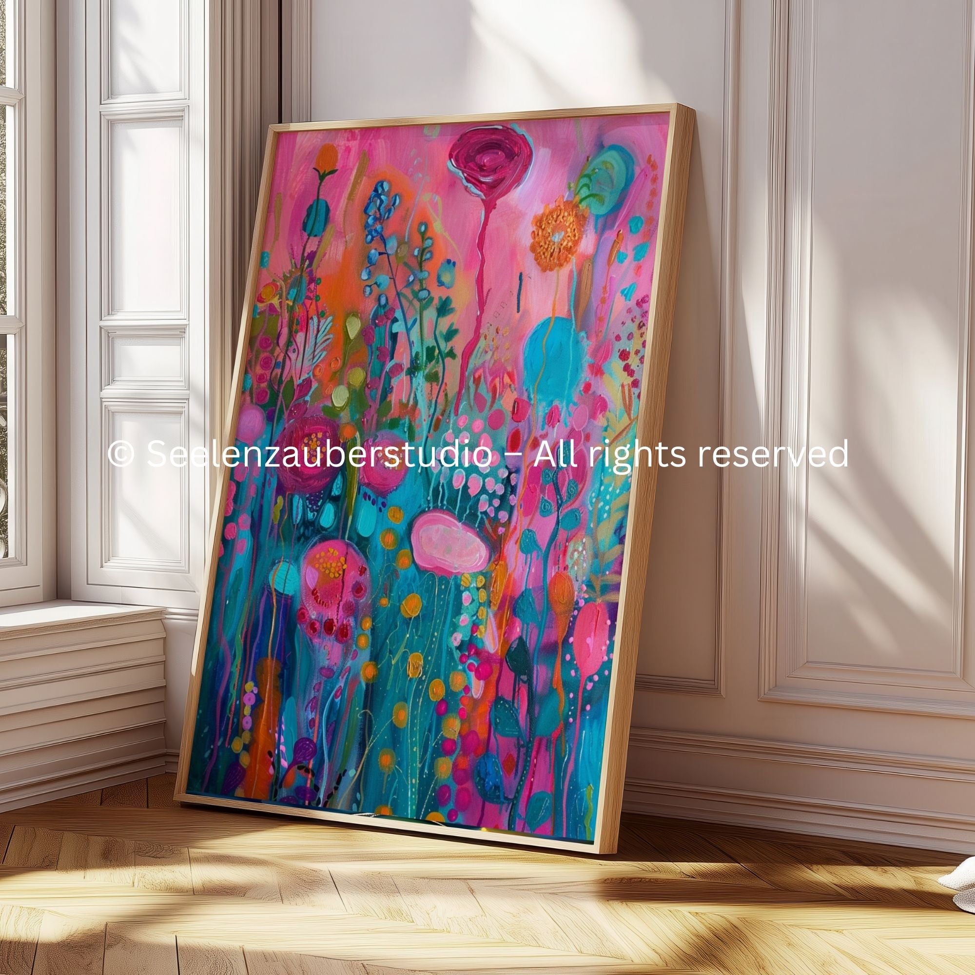 Farbenfrohe Blumenkunst – Kunstdruck voller Lebensfreude