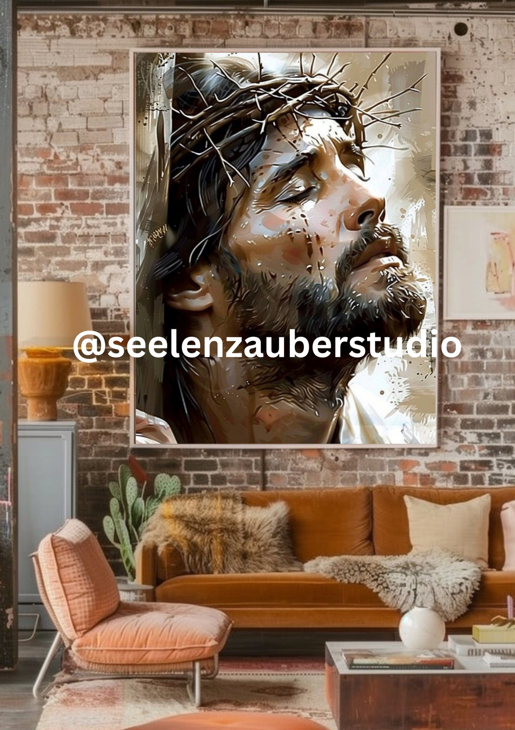 Jesus Poster mit Dornenkrone – Christliche Wandkunst, Glaube & Dankbarkeit, Religiöses Poster Jesus