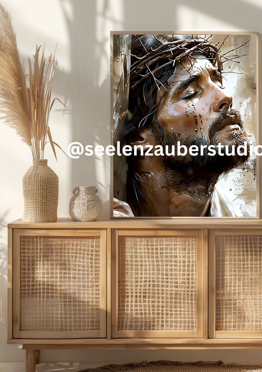 Jesus Poster mit Dornenkrone – Christliche Wandkunst, Glaube & Dankbarkeit, Religiöses Poster Jesus