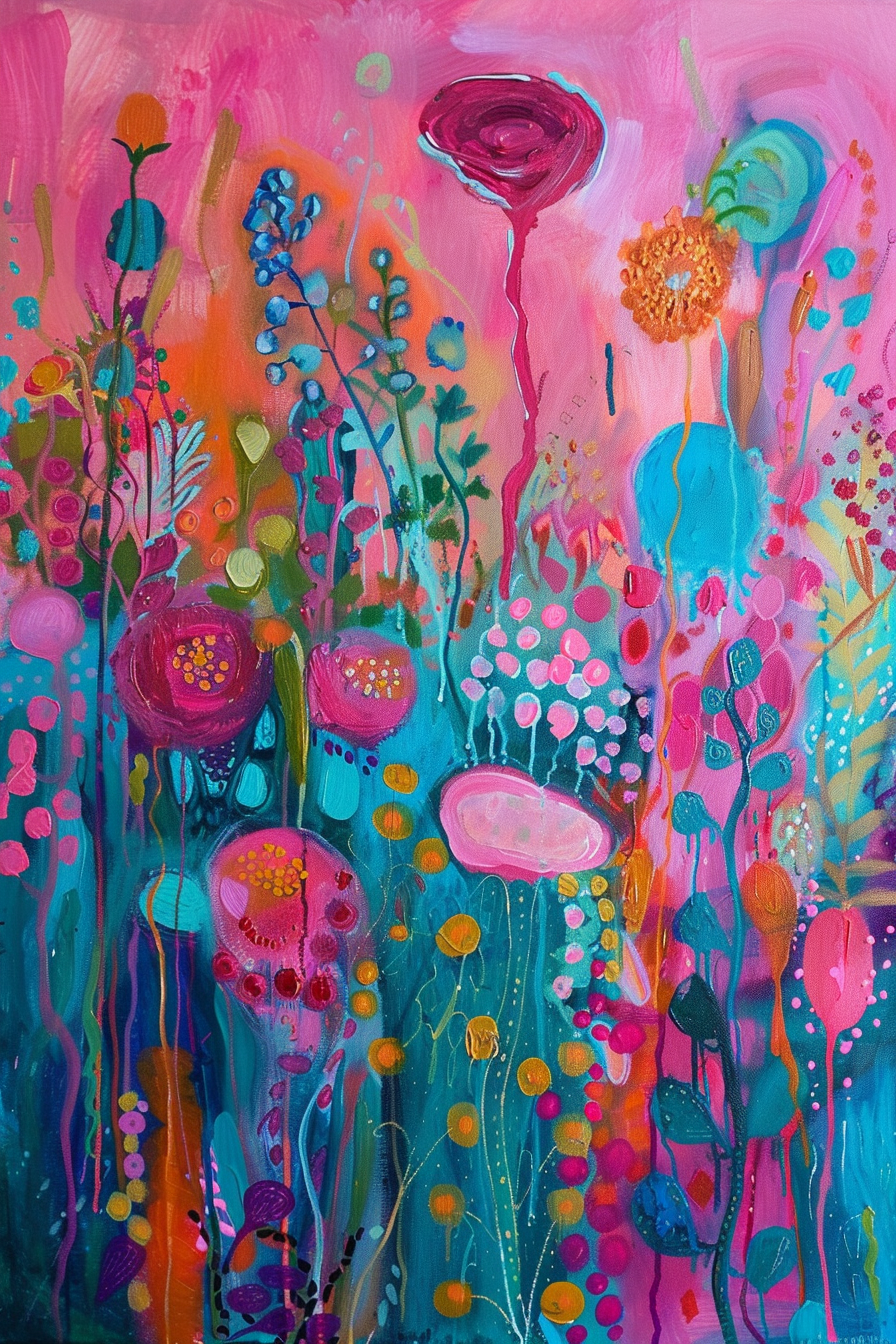 Farbenfrohe Blumenkunst – Kunstdruck voller Lebensfreude