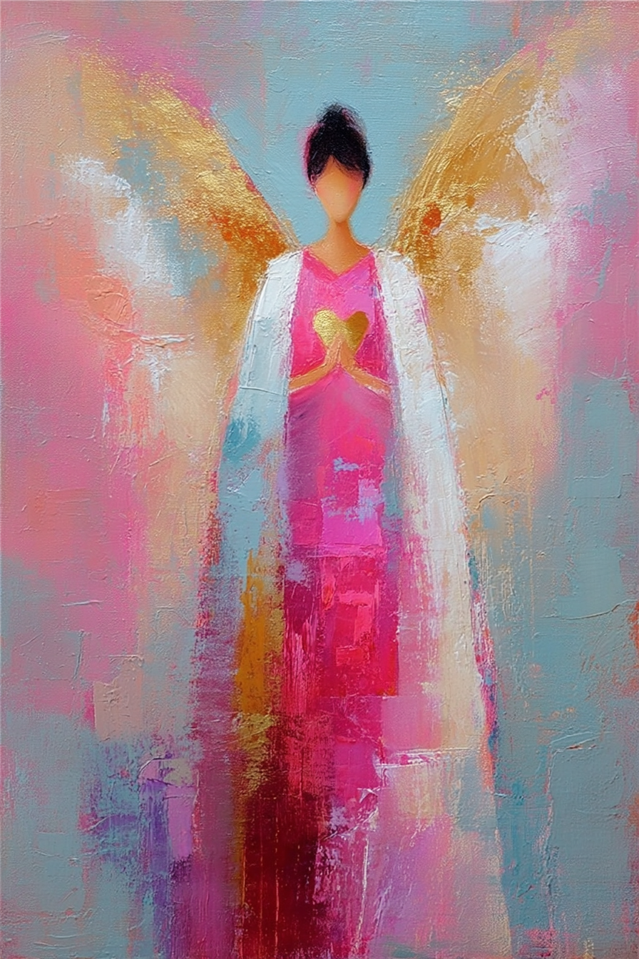 Engel der Liebe – Spirituelles Poster mit goldenen Flügeln